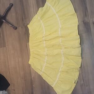 XXL Butter yellow white gingham skirt Multi Tiered handmade Square Dance Skirt